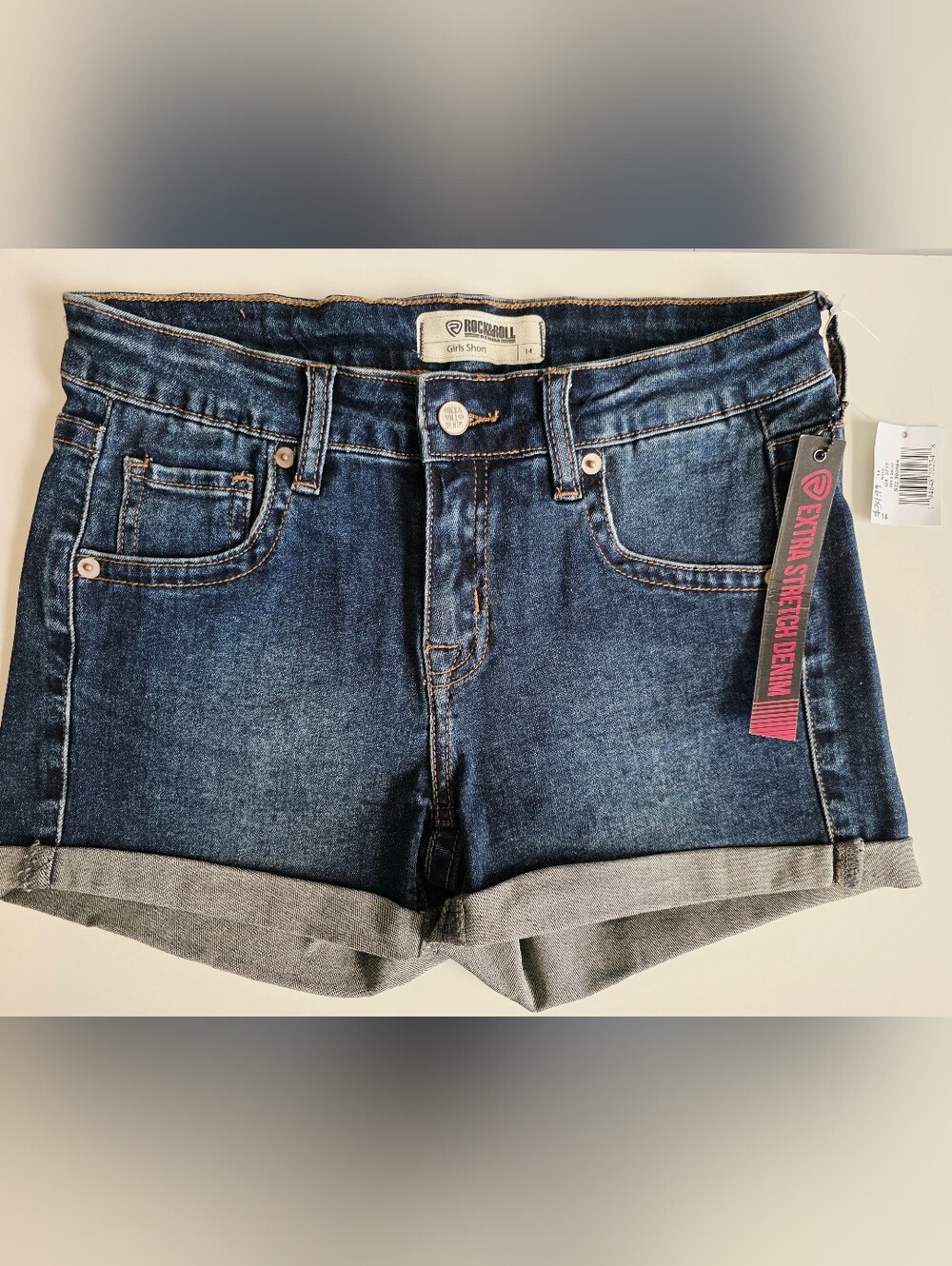 NWT Rock & Roll Girl's Denim Shorts in Dark Blue Size 14